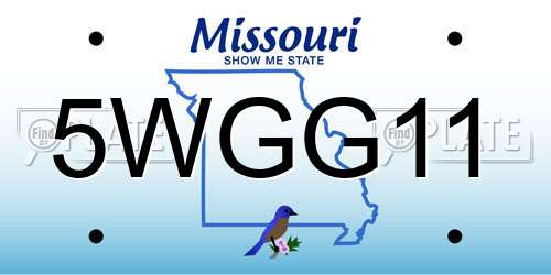 5WGG11 Missouri License Plate