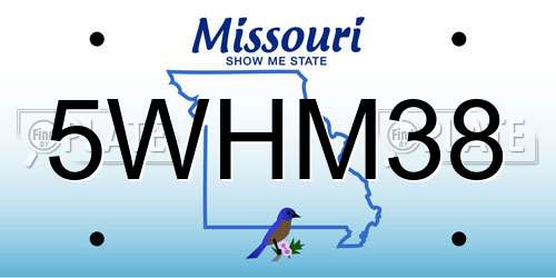 5WHM38 Missouri License Plate