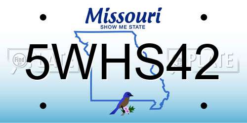 5WHS42 Missouri License Plate