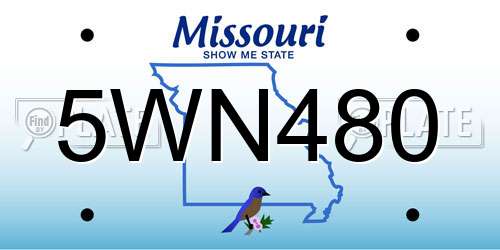 5WN480 Missouri License Plate