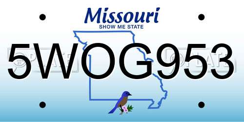 5WOG953 Missouri License Plate