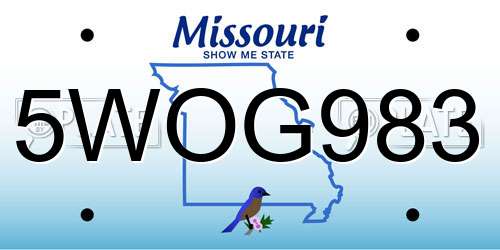 5WOG983 Missouri License Plate