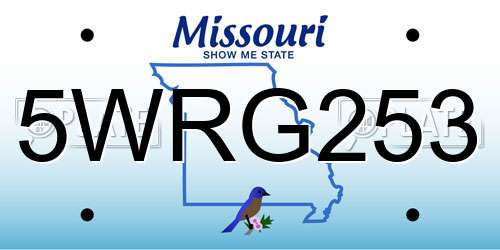 5WRG253 Missouri License Plate