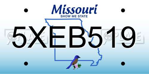 5XEB519 Missouri License Plate