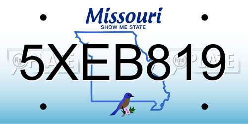 5XEB819 Missouri License Plate