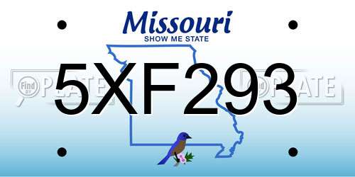 5XF293 Missouri License Plate