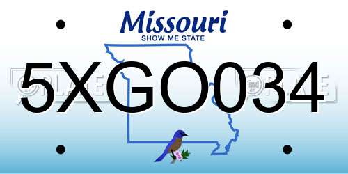 5XGO034 Missouri License Plate
