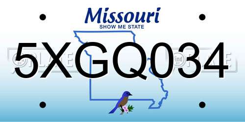5XGQ034 Missouri License Plate