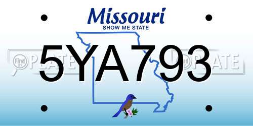 5YA793 Missouri License Plate