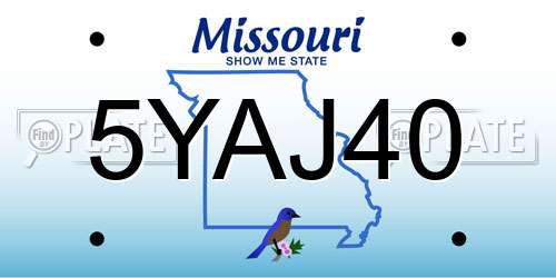 5YAJ40 Missouri License Plate