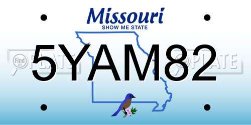 5YAM82 Missouri License Plate