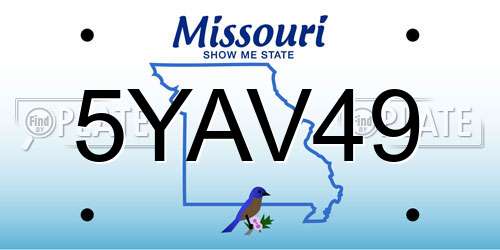 5YAV49 Missouri License Plate