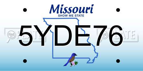 5YDE76 Missouri License Plate