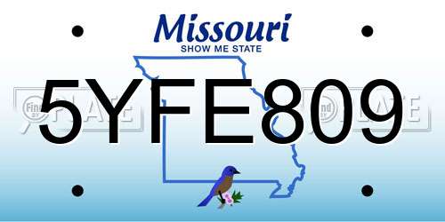 5YFE809 Missouri License Plate