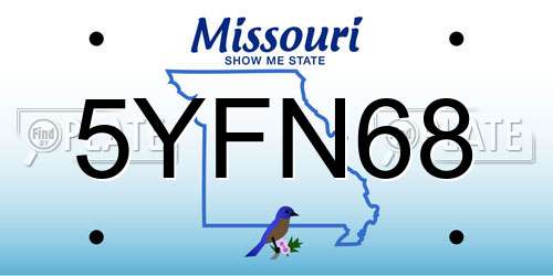 5YFN68 Missouri License Plate