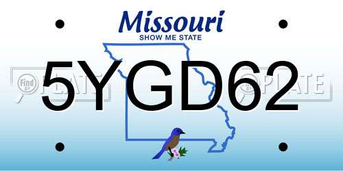 5YGD62 Missouri License Plate
