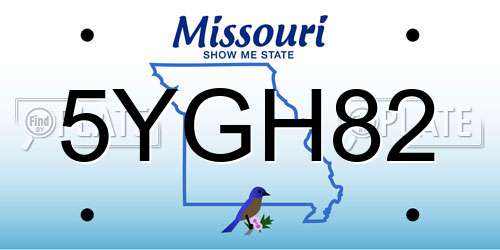 5YGH82 Missouri License Plate