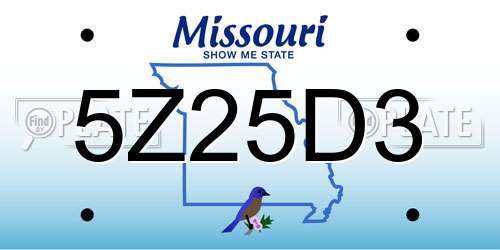 5Z25D3 Missouri License Plate