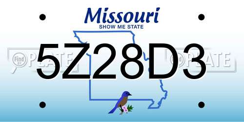 5Z28D3 Missouri License Plate