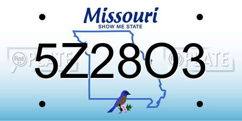 5Z28O3 Missouri License Plate