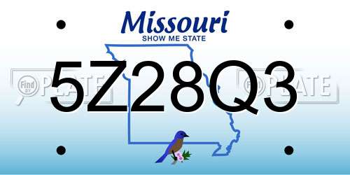 5Z28Q3 Missouri License Plate