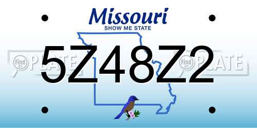 5Z48Z2 Missouri License Plate