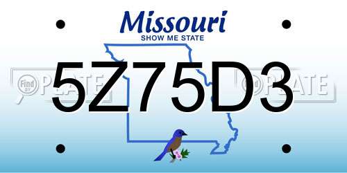 5Z75D3 Missouri License Plate