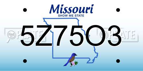 5Z75O3 Missouri License Plate