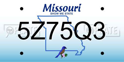 5Z75Q3 Missouri License Plate