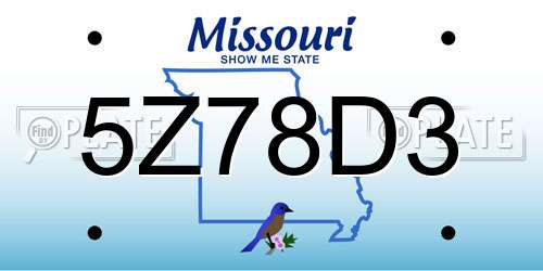 5Z78D3 Missouri License Plate