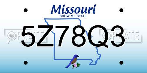 5Z78Q3 Missouri License Plate