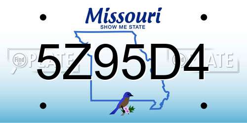 5Z95D4 Missouri License Plate