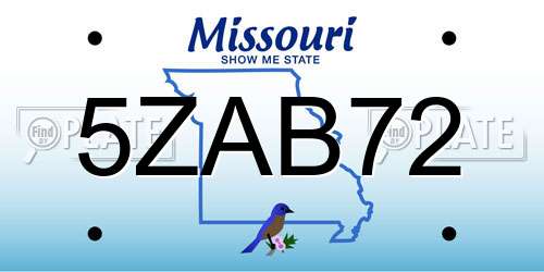 5ZAB72 Missouri License Plate