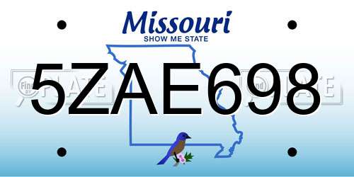 5ZAE698 Missouri License Plate