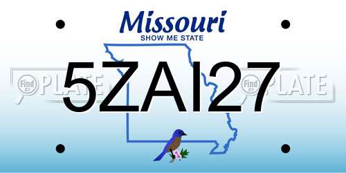 5ZAI27 Missouri License Plate