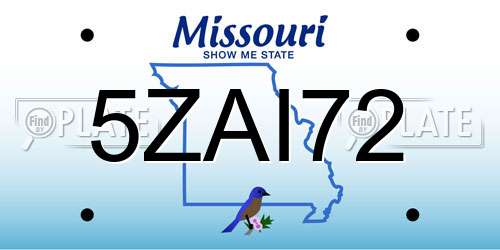 5ZAI72 Missouri License Plate