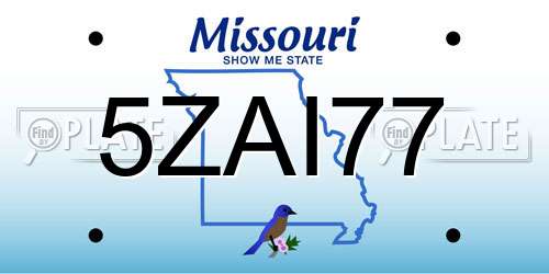 5ZAI77 Missouri License Plate