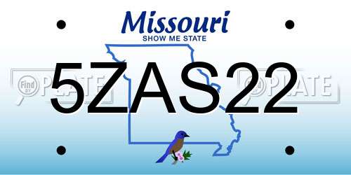 5ZAS22 Missouri License Plate