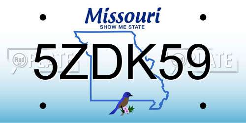 5ZDK59 Missouri License Plate