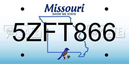 5ZFT866 Missouri License Plate