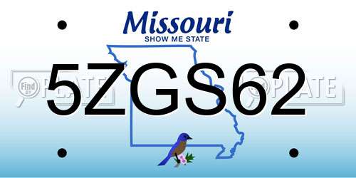5ZGS62 Missouri License Plate