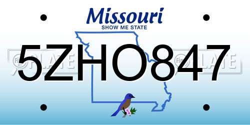 5ZHO847 Missouri License Plate