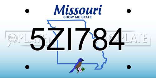 5ZI784 Missouri License Plate