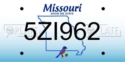 5ZI962 Missouri License Plate