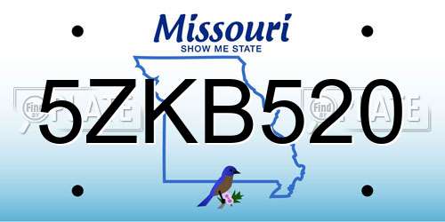 5ZKB520 Missouri License Plate