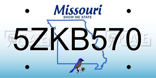5ZKB570 Missouri License Plate