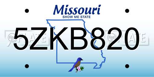 5ZKB820 Missouri License Plate