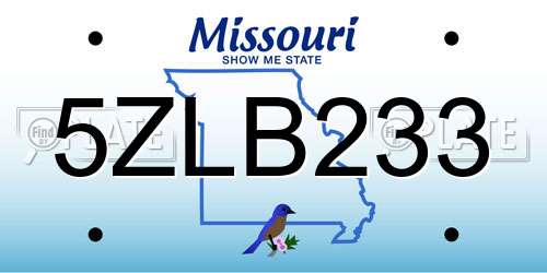 5ZLB233 Missouri License Plate