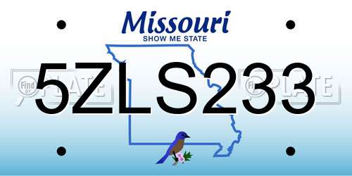 5ZLS233 Missouri License Plate