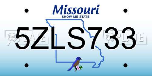 5ZLS733 Missouri License Plate